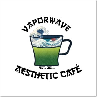 Vaporwave Aesthetic Great Wave Off Kanagawa Cafe Coffee Tea Posters and Art